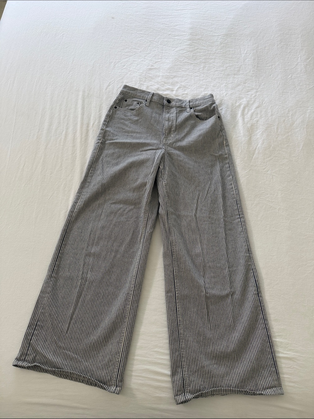 Boden Black & White Pinstripe Wide-Leg Jeans